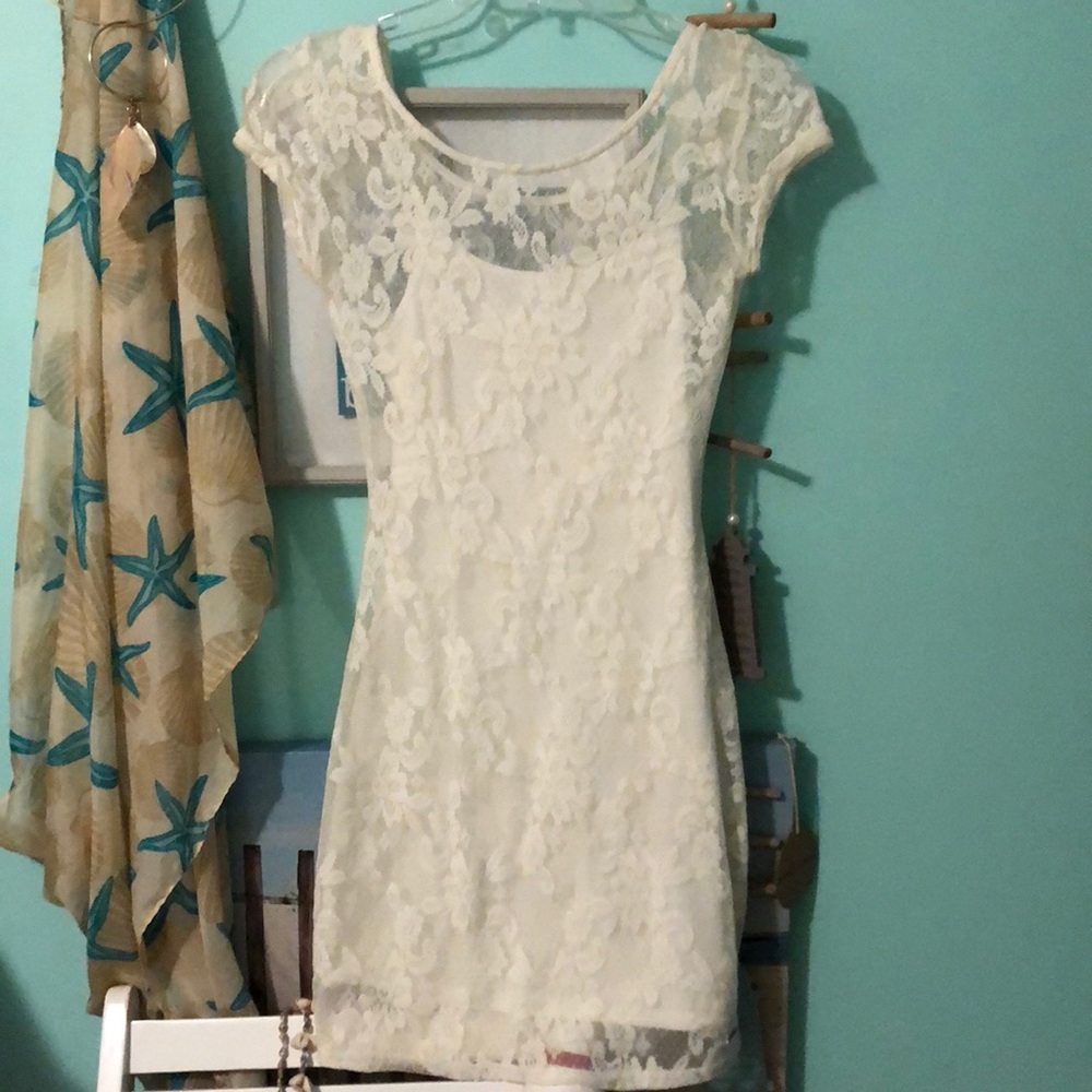 Hollister white lace dress